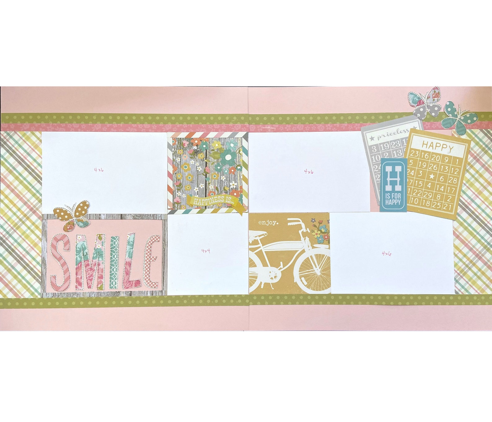 Cute 12x12 Scrapbook Page Layout Kit, Precut Scrapbooking Page Kit ...