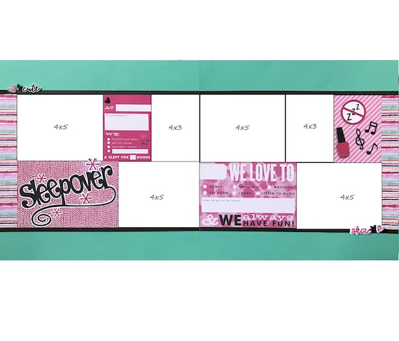 Sleepover 12x12 Scrapbook Page Layout Kit Precut Scrapbooking - Etsy