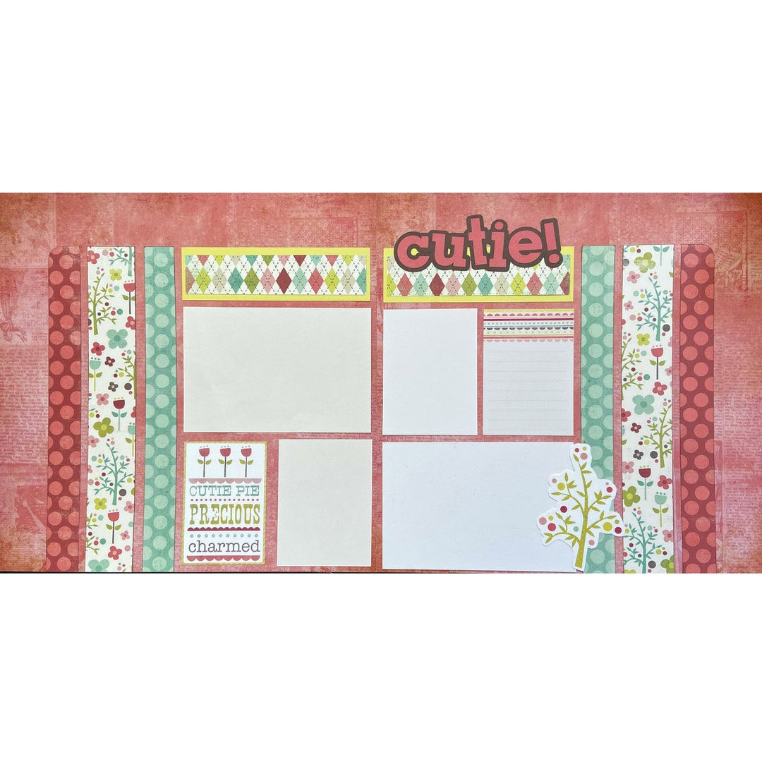 Cutie 12x12 Scrapbook Page Layout Kit, Precut Scrapbooking Page Kit ...