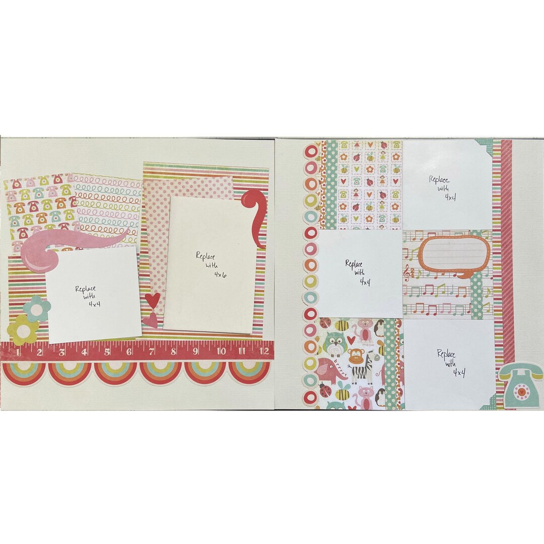 Girlie 12x12 Scrapbook Page Layout Kit, Precut Scrapbooking Page Kit ...