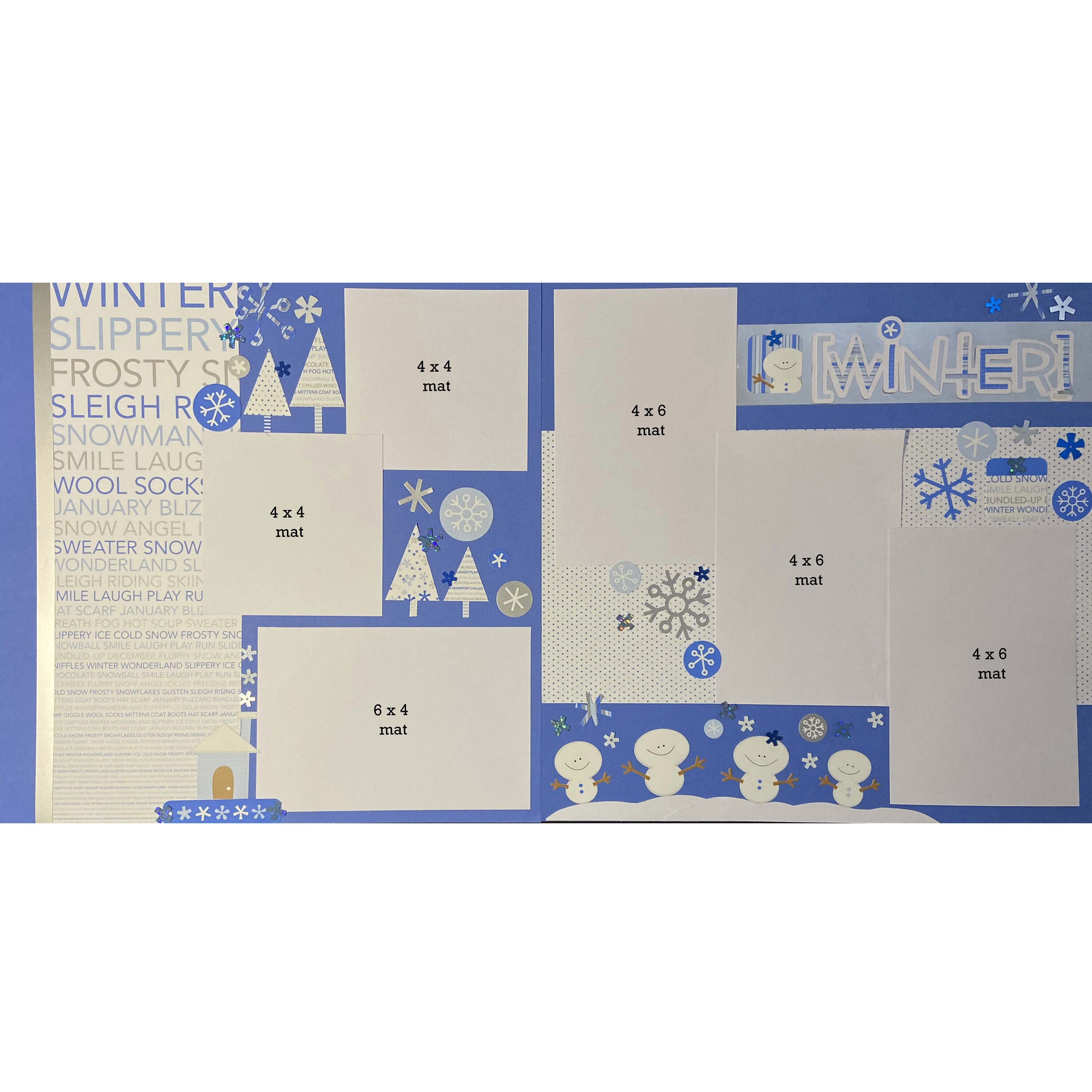 Winter 12x12 Scrapbook Page Layout Kit, Precut Scrapbooking Page Kit ...