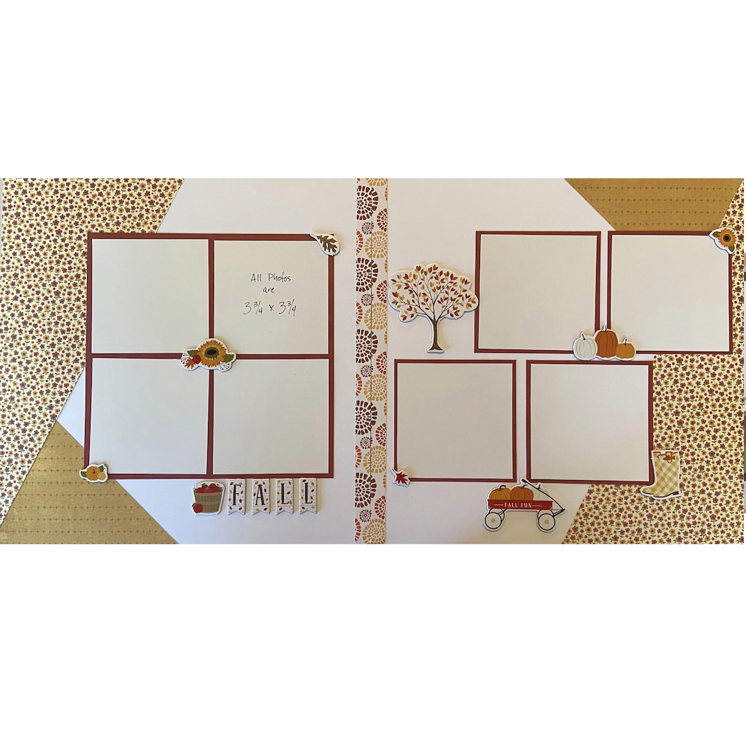 Fall Fun 12x12 Scrapbook Page Layout Kit, Precut Scrapbooking Page Kit ...