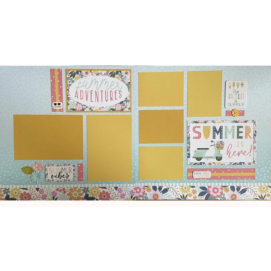 Summer Adventure 12x12 Scrapbook Page Layout Kit, Precut Scrapbooking ...