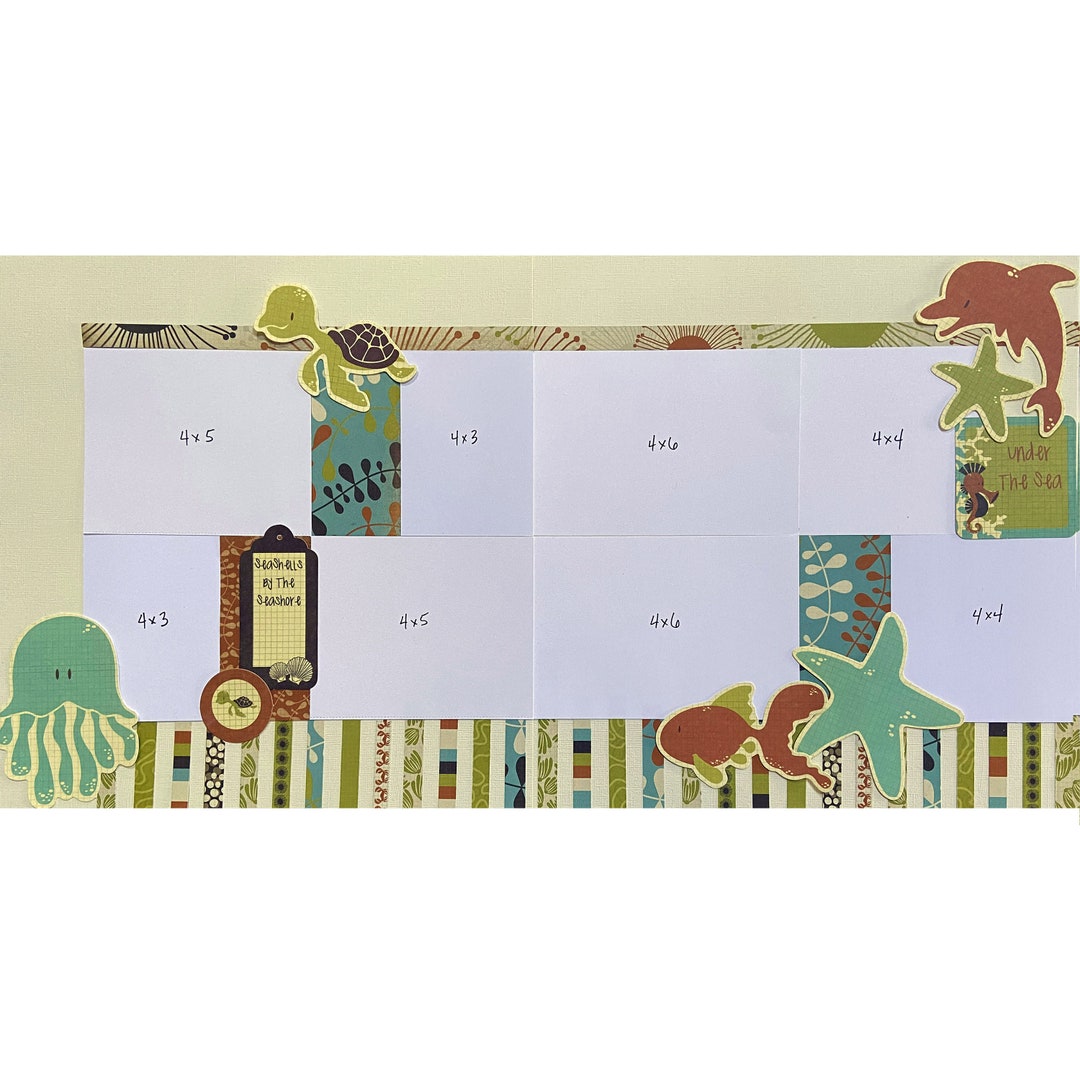 Under the Sea 12x12 Scrapbook Page Layout Kit, Precut Scrapbooking Page ...