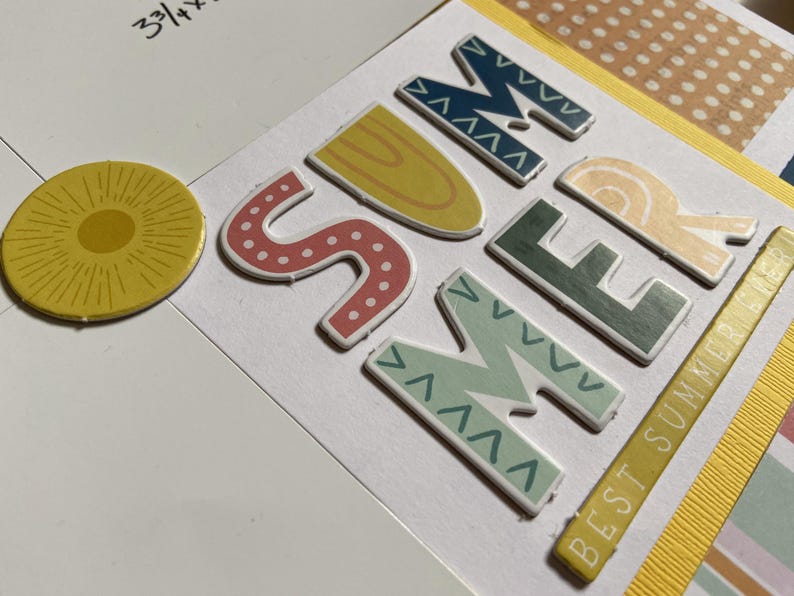 Summer 12x12 Scrapbook Page Layout Kit, Precut Scrapbooking Page Kit ...