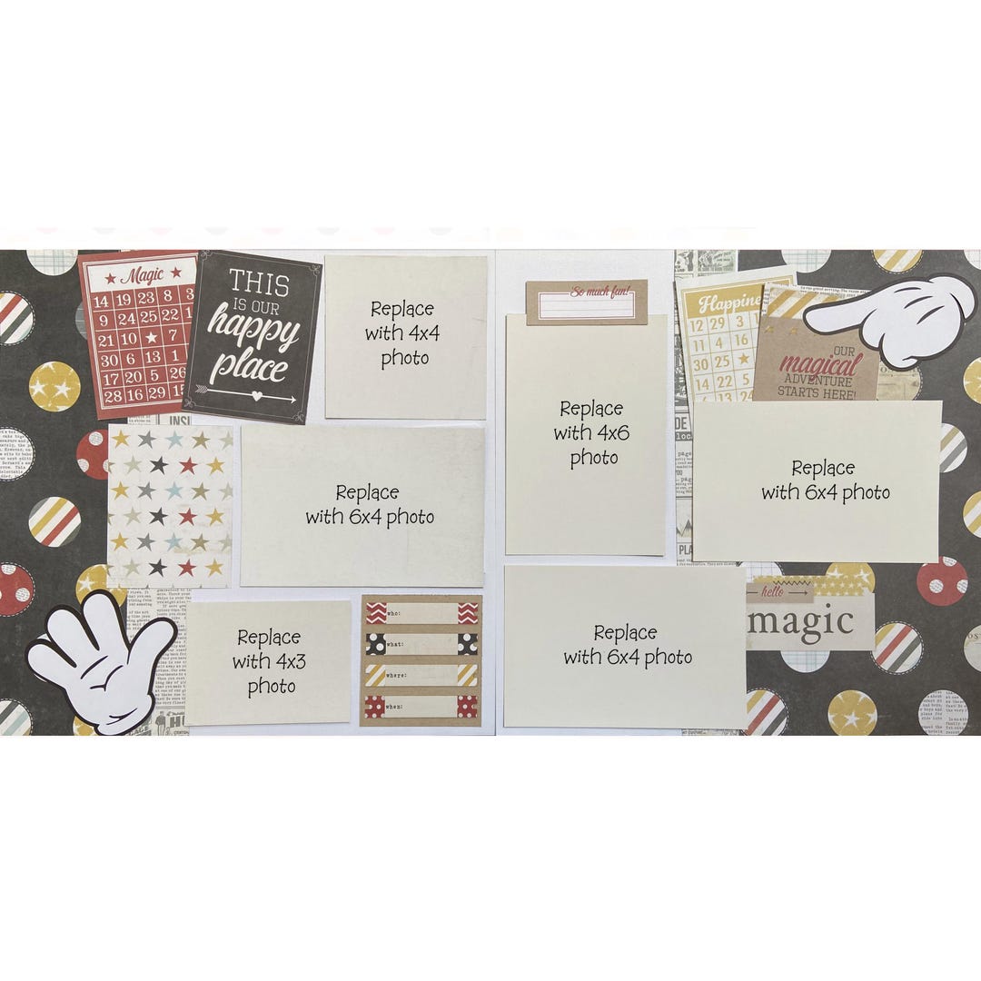 Happy Place 12x12 Scrapbook Page Layout Kit, Precut Scrapbooking Page ...