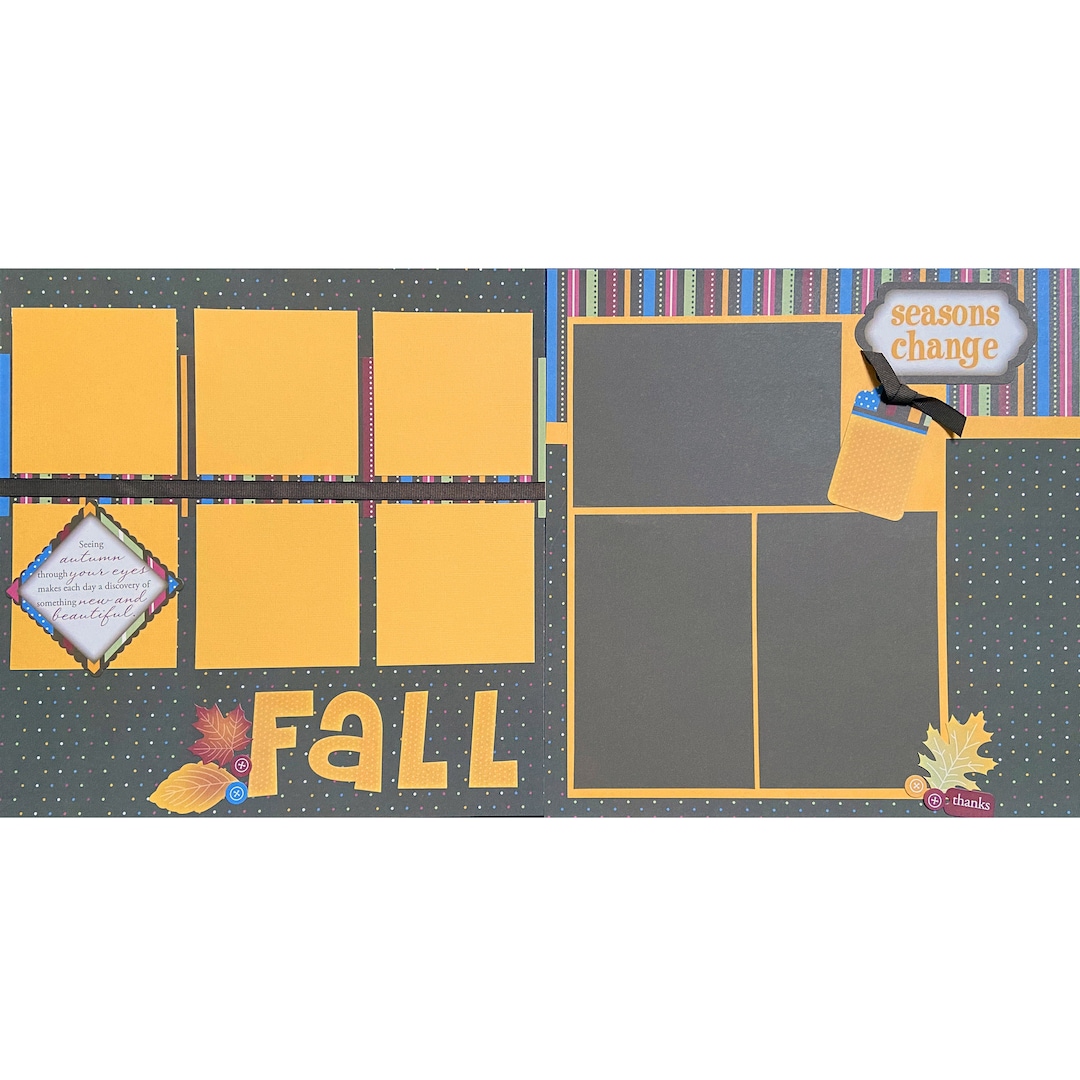 Fall 12x12 Scrapbook Page Layout Kit, Precut Scrapbooking Page Kit ...