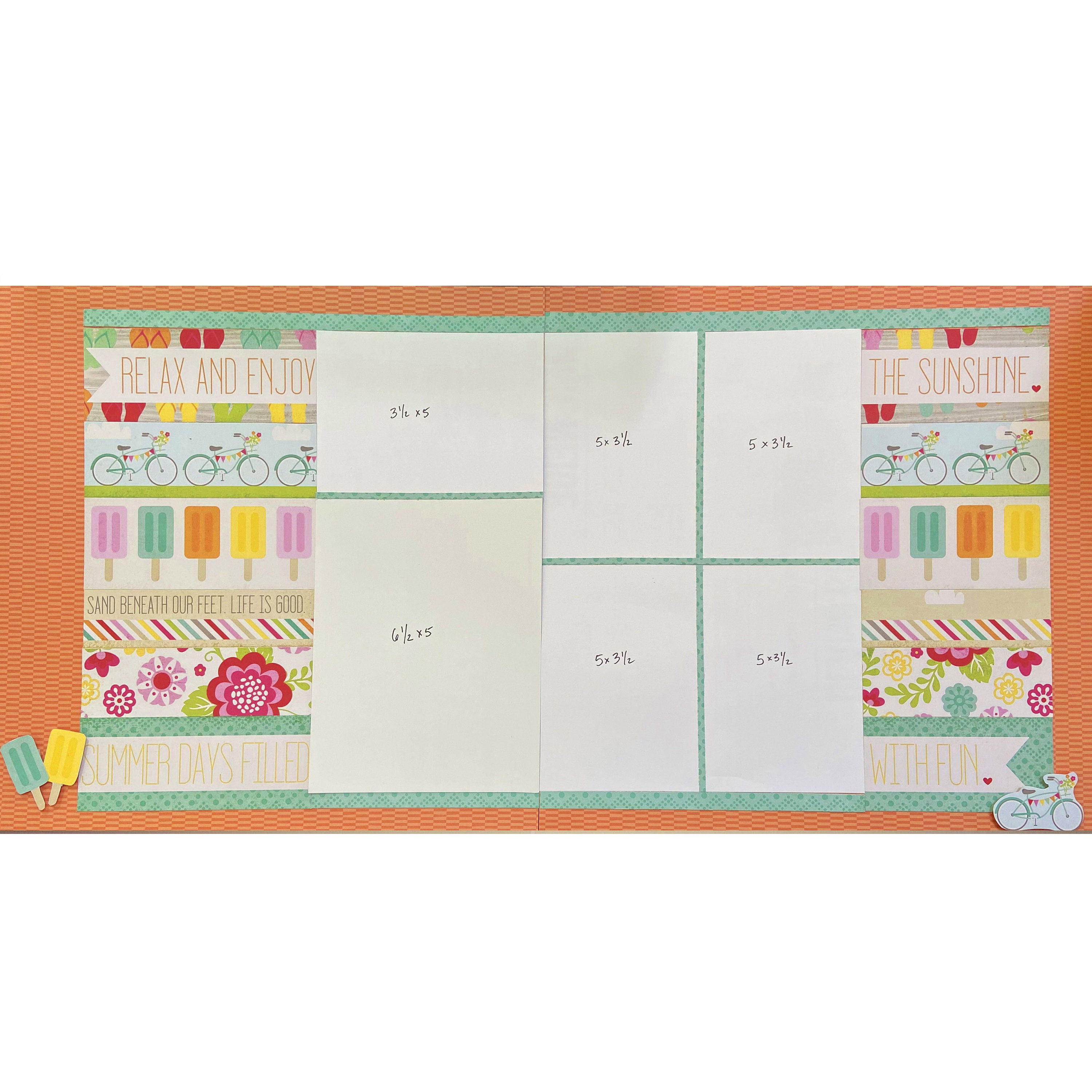 Summer Days 12x12 Scrapbook Page Layout Kit, Precut Scrapbooking Page ...
