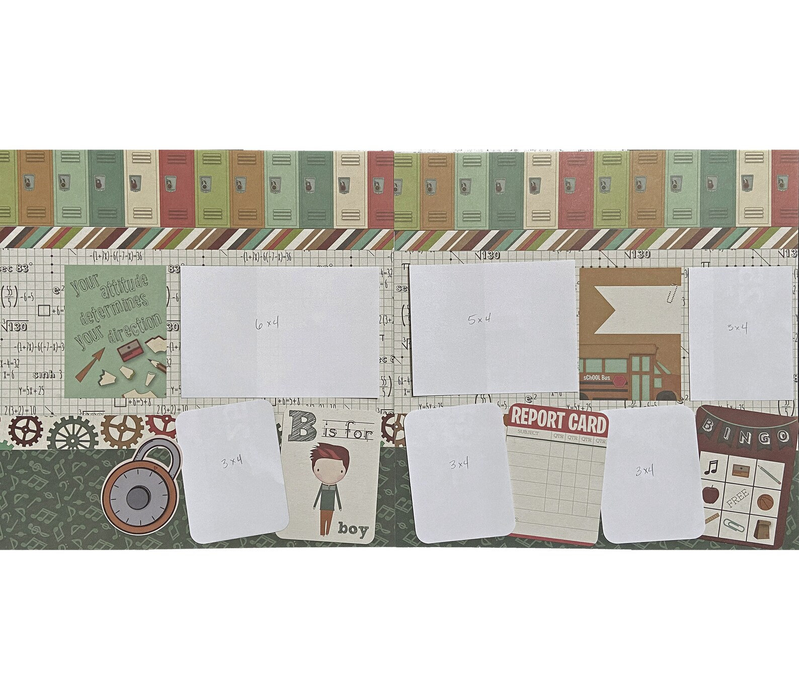 Lockers 12x12 Scrapbook Page Layout Kit Precut Scrapbooking - Etsy