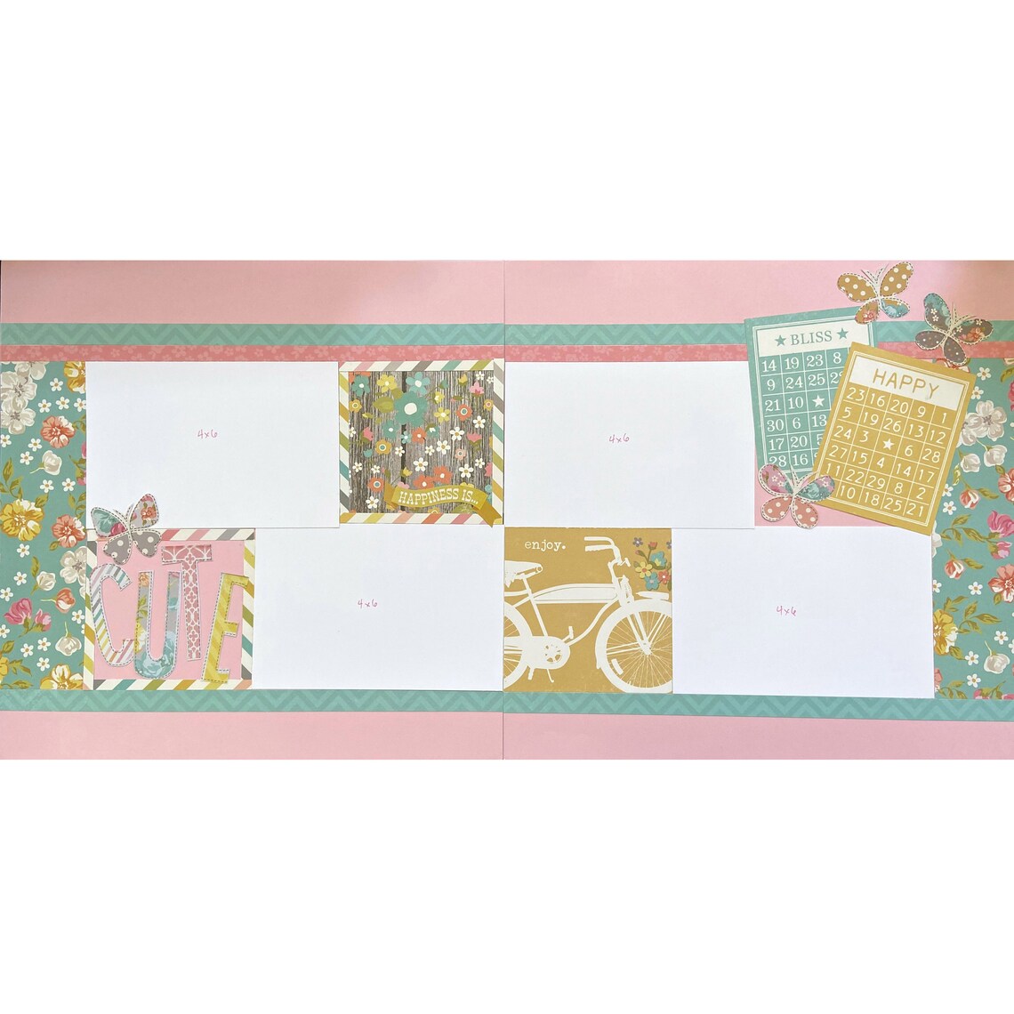 Cute 12x12 Scrapbook Page Layout Kit, Precut Scrapbooking Page Kit ...