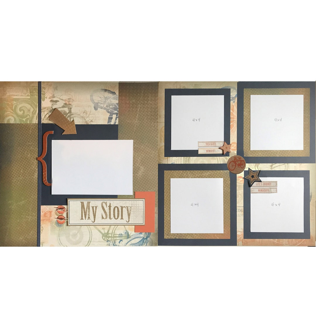 My Story 12x12 Scrapbook Page Layout Kit, Precut Scrapbooking Page Kit ...