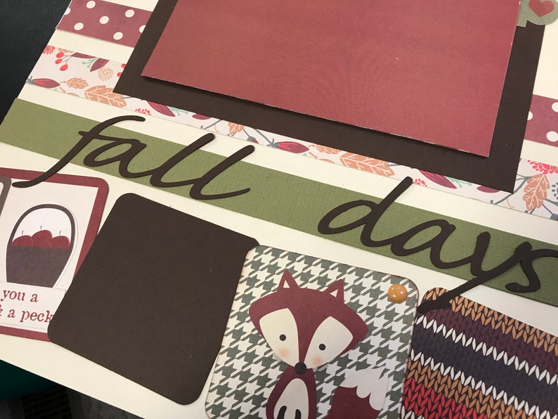 Fall Days 12x12 Scrapbook Page Layout Kit, Precut Scrapbooking Page Kit ...