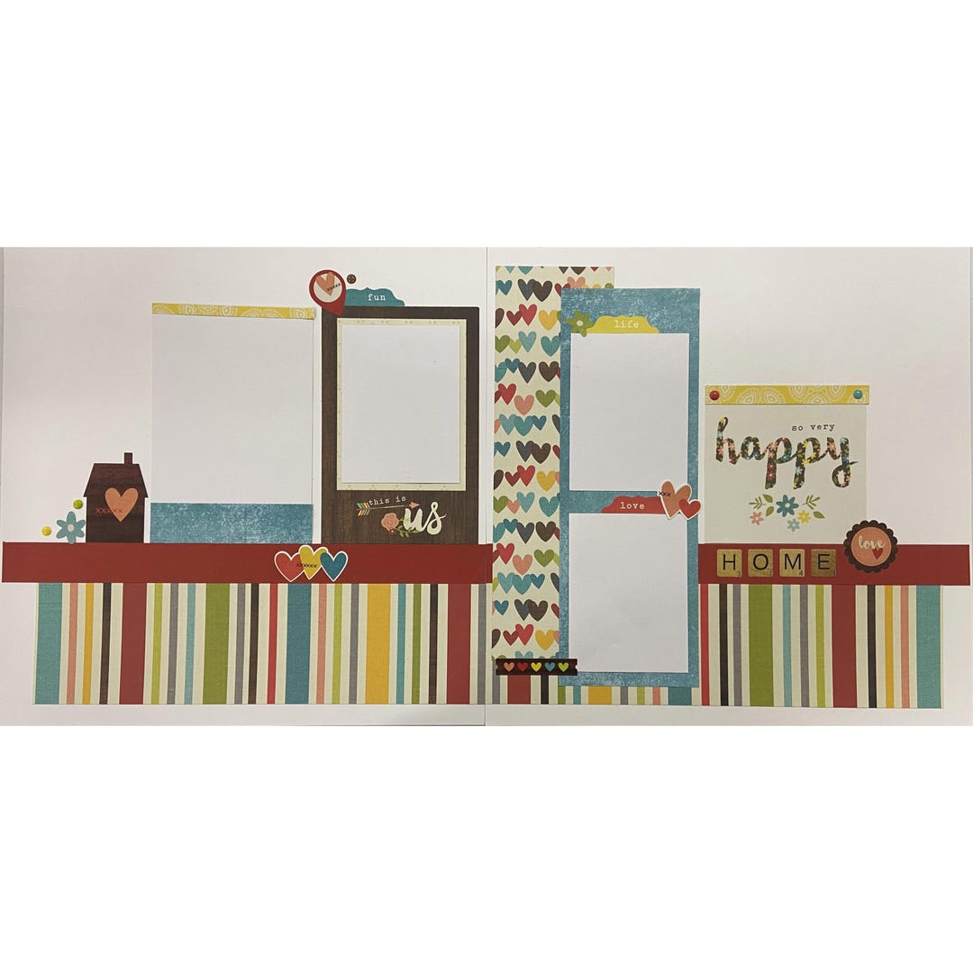 So Very Happy 12x12 Scrapbook Page Layout Kit, Precut Scrapbooking Page ...