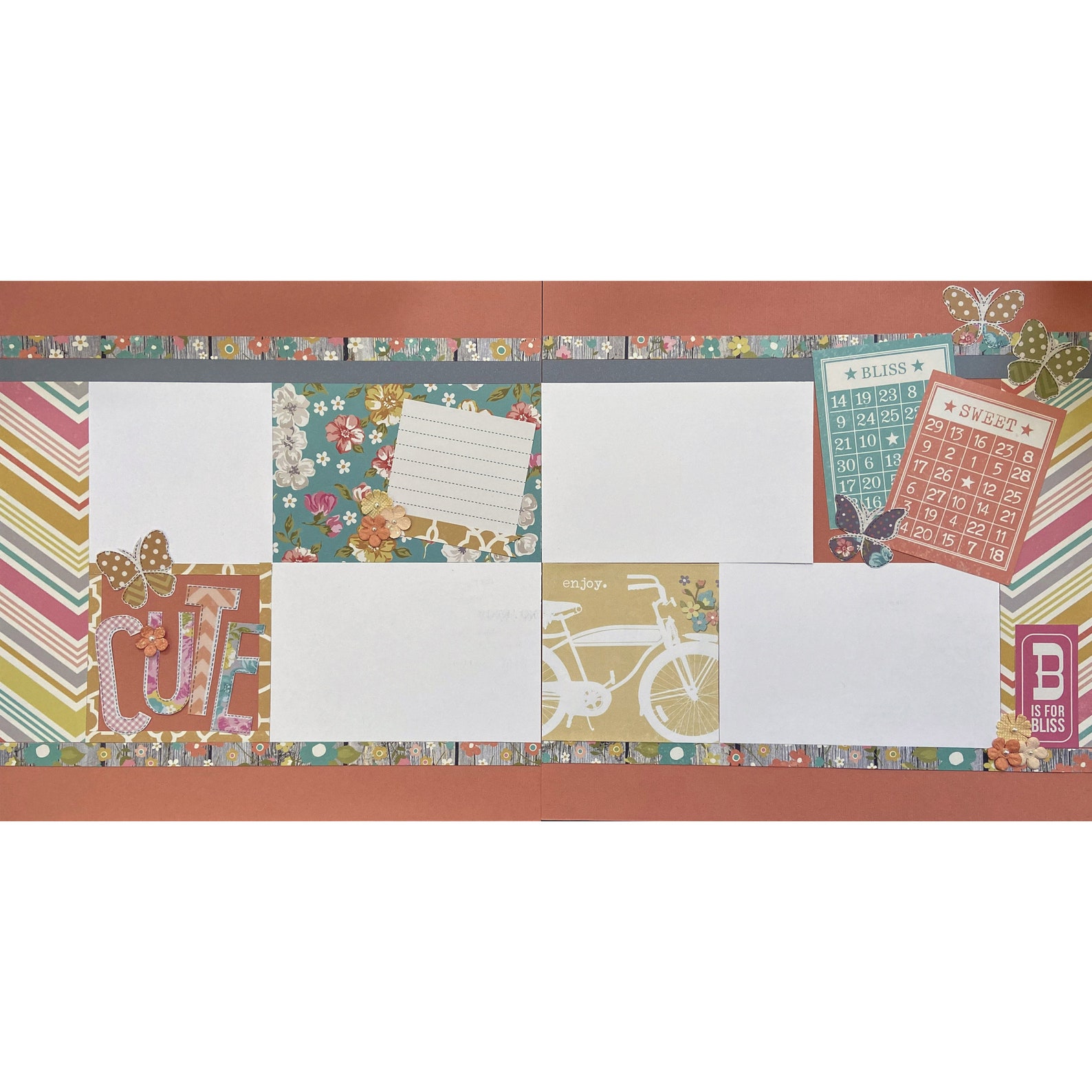 Cute 12x12 Scrapbook Page Layout Kit, Precut Scrapbooking Page Kit ...