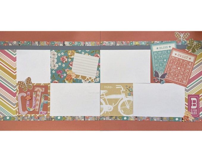 Cute 12x12 Scrapbook Page Layout Kit, Precut Scrapbooking Page Kit ...