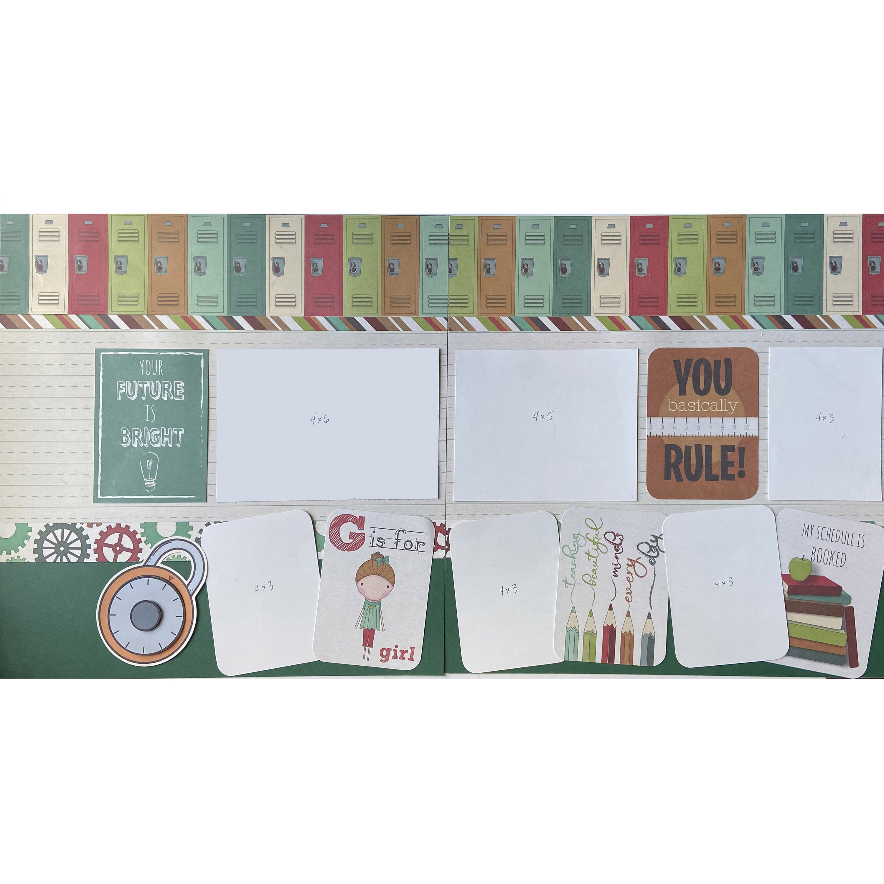 Lockers 12x12 Scrapbook Page Layout Kit, Precut Scrapbooking Kit ...