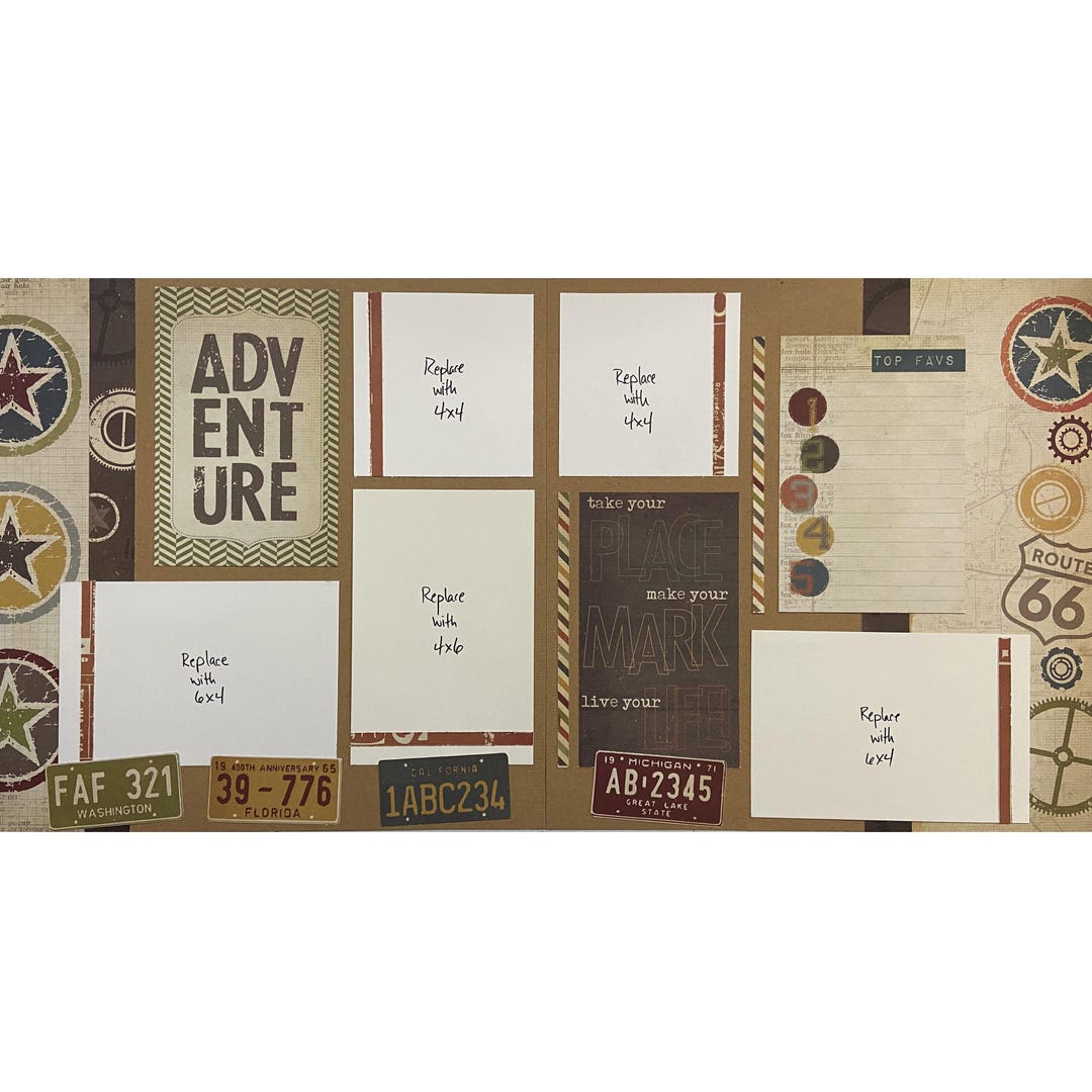 Adventure 12x12 Scrapbook Page Layout Kit, Precut Scrapbooking Page Kit ...
