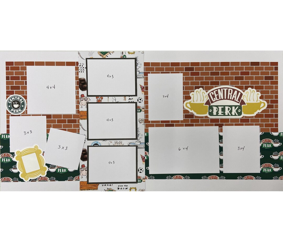 Central Perk 12x12 Scrapbook Page Layout Kit, Precut Scrapbooking Page
