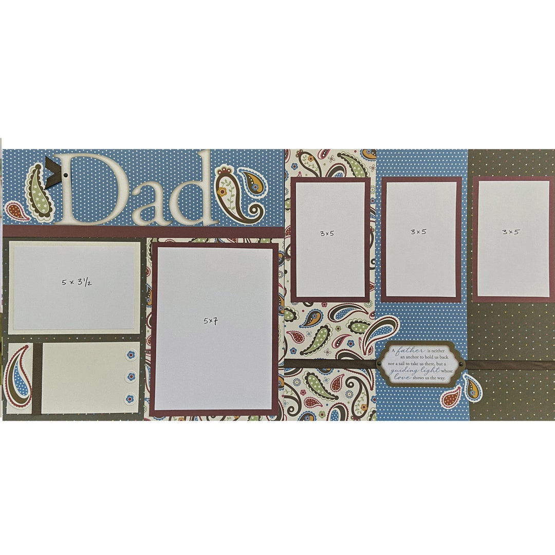 Dad 12x12 Scrapbook Page Layout Kit, Precut Scrapbooking Page Kit ...