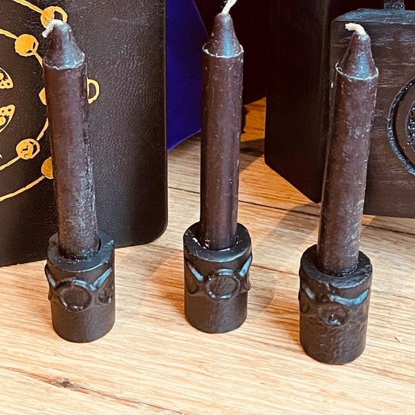 Triple Moon Cast Iron Chime Candle Holder