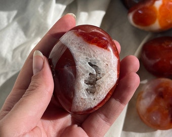 Carnelian Palm Stone Polished Crystals Fire