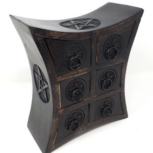 Pentagram Wooden Chest 6 Drawers Witchcraft Cabinet Storage Witchcraft Trunk