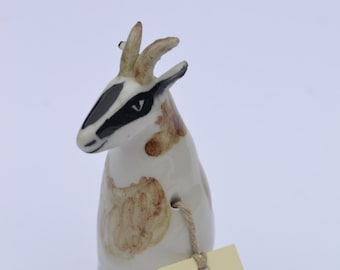 Wine Stopper Breather Goat in porcelain, hand made and decorated,super gift, an original design