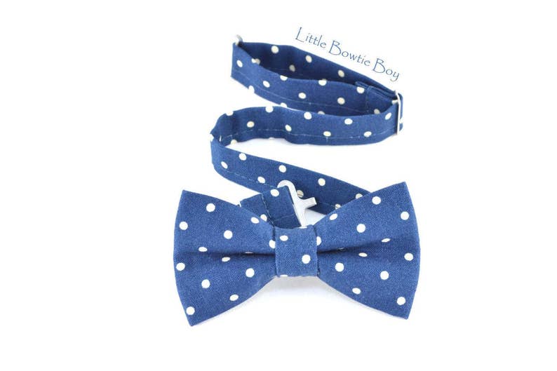 Navy Polka Dot Bow Tie White Polka Dot Bow Tie Toddler Boy Etsy