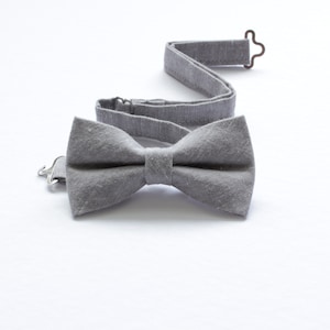 Dressy Gray bow tie, cotton gray bow tie, baby bowtie, toddler dressy bow tie, neutral bow tie, matches-everything “washed gray” linen-like