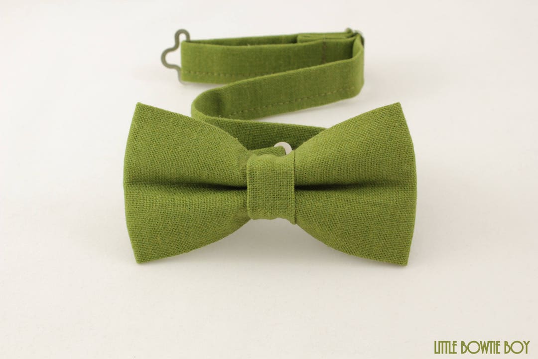 Olive Green Bow Tievintage Linen Bowtie for Boys Green Bow Etsy