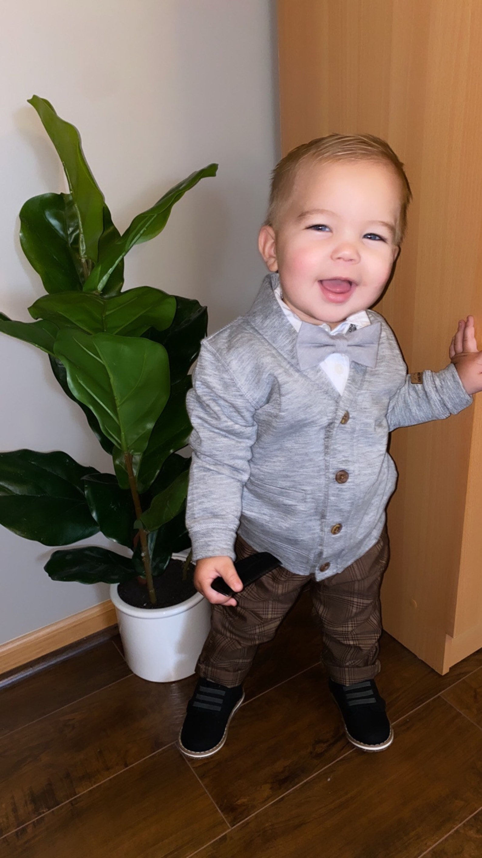 Dressy Gray boy bow tie cotton gray bow tie baby bow tie Etsy