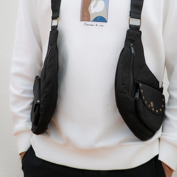 Étuis à cartouches Festival modèle VIETNAM PLUS sac à bandoulière sac à bandoulière ceinture utilitaire sac à bandoulière en coton / Sangles réglables / Fabriqué à la main