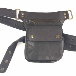 Cro Hip Schoudertas Heuptas Reistas Geldzak Leren tas / Chocoladebruin / Verstelbare riem / Handgemaakt