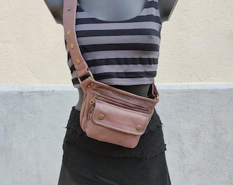 Hip Fanny Pack Shoulder Bag Hip Bag Travel Bag Leather Bag / PURPLE color / Adjustable Strap / Handmade / Unisex