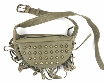 Bag Hip Bag Bag Bag Travel Bag Leather Leather Bag / Leather Holster / Holster Bag / With Studs and Fringes / Adjustable