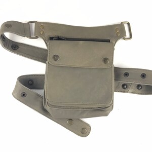 Borsa a tracolla Cro Hip Borsa da viaggio Borsa per soldi Borsa in pelle Borsa in pelle / Verde oliva / Tracolla regolabile