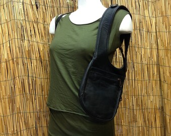 Festival shoulder holster bag waist pouch utility belt leather sling bag / black / Adjustable Strap / Handmade / Unisex