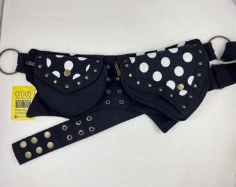 Dubbele heuptas "USA" Schoudertas Heuptas Reistas Katoenen tas / Dubbele katoenen heuptas met pixie-hippiekant. Verstelbare riem.