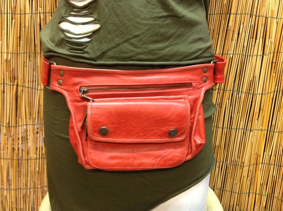 Hip Shoulder Bag Hip Bag Handbag Travel Bag Leather/red  display picture 1
