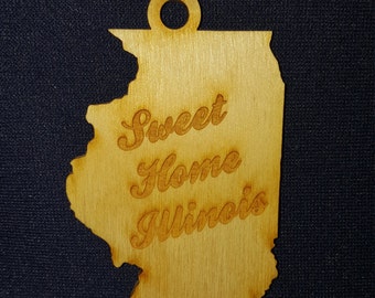Sweet Home Illinois laser cut state ornament