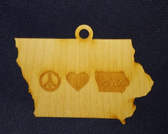 Peace love Iowa state ornament