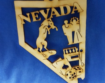 Nevada State wooden ornament