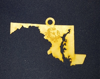 State of Maryland ornament with engraved crab