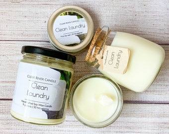 Clean Laundry | Soy Wax Candle | Jasmine | Rose | Citrus | Cedar | Sandalwood | Fresh | Clean | Linen