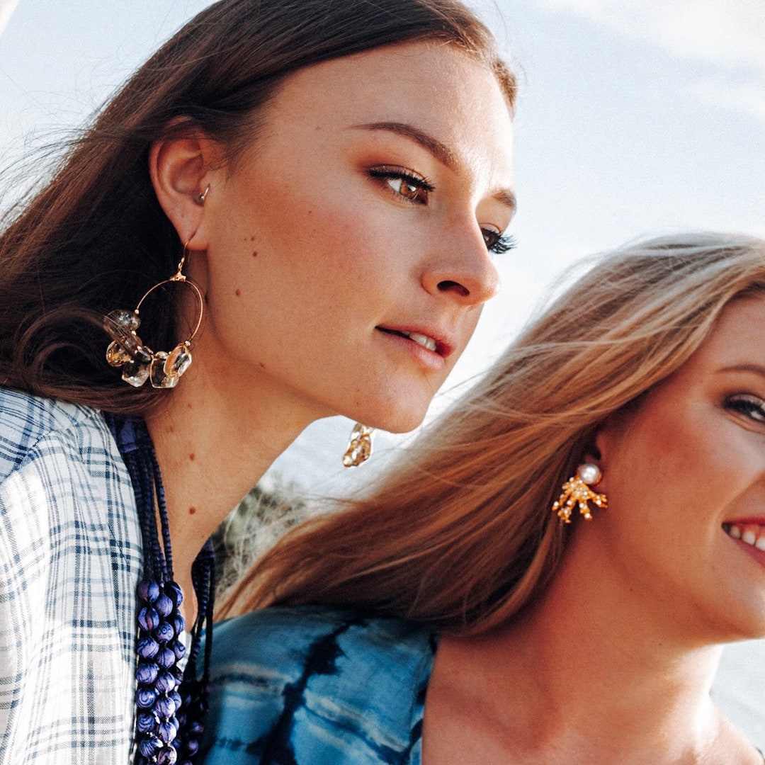 Jay Lane Vintage Gold Hoop Earrings With Dazzling Yellow Amber