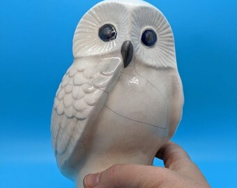 White crackle ceramic raku owl