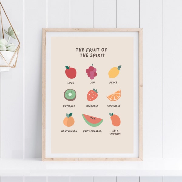 Fruit of the Spirit Print | Digital Download | Printable Wall Art | Nursery Print | Kids Room Decor | Scripture