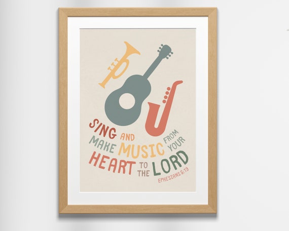 Music Bible Verse Print Digital Download Printable Wall Art - Etsy