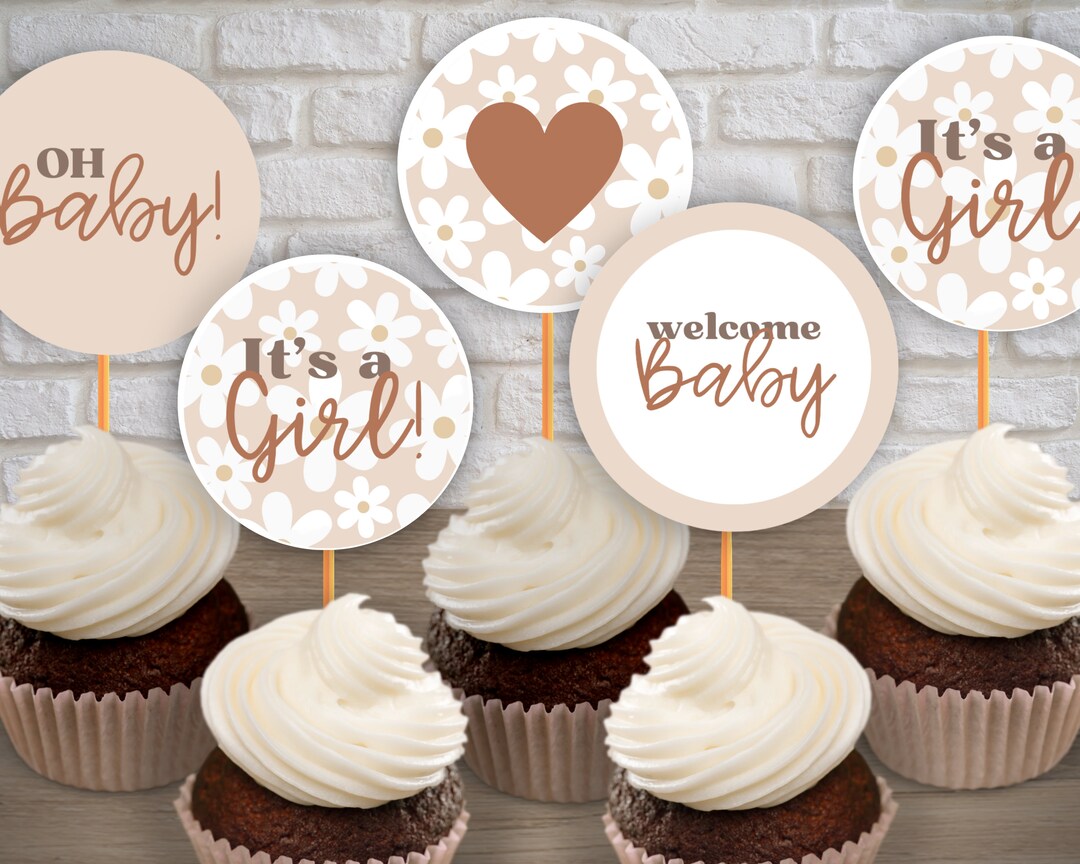 Daisy Cupcake Toppers Baby Shower Printable Boho Party Supplies - Etsy