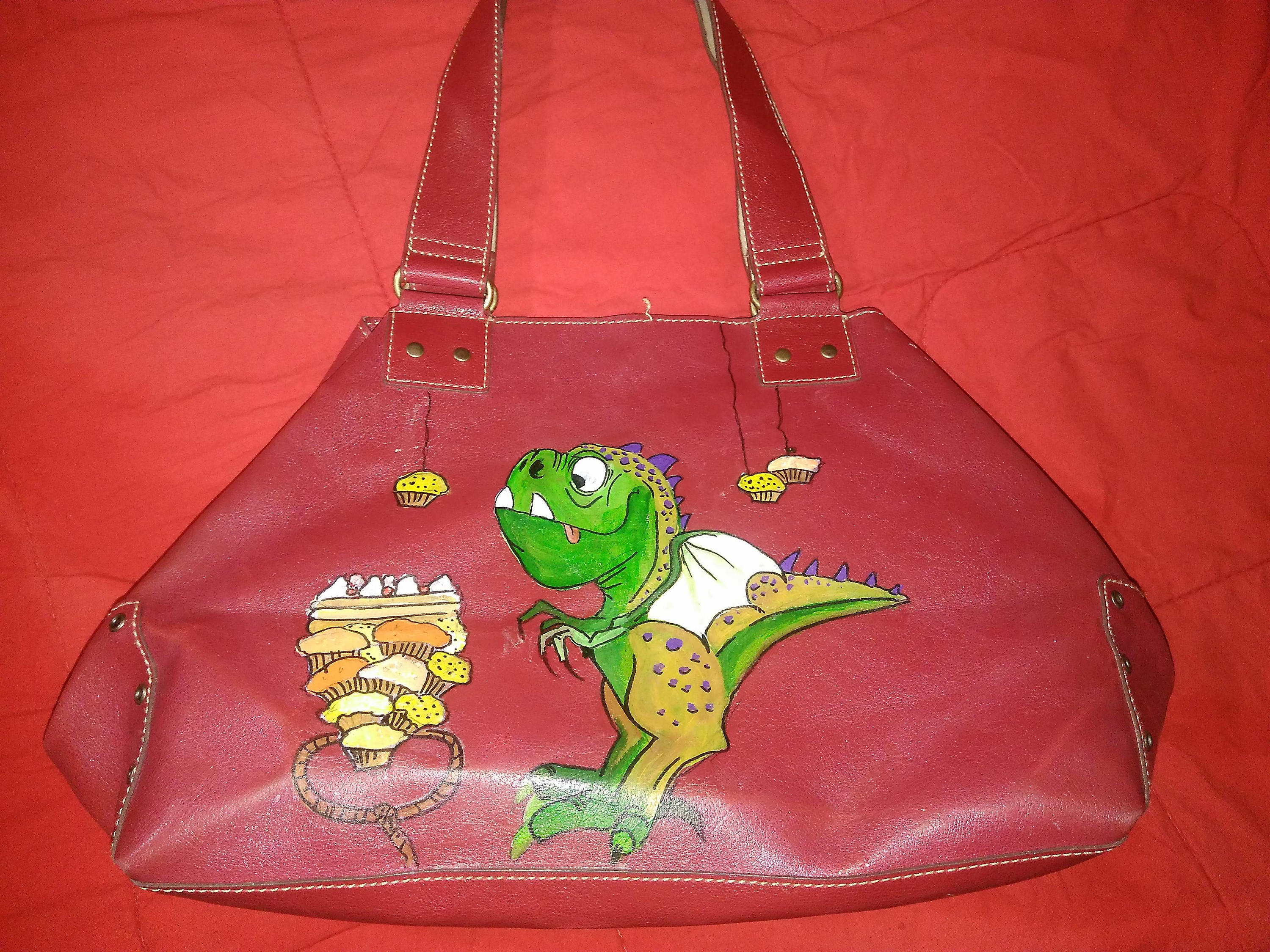 Hands Paint Leather Bag Etsy